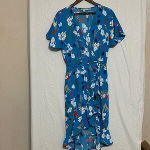 J. Crew Factory Blue Floral High Low Dress